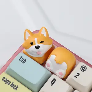 3D Stereoscopic Corgi & Shiba Inu Butt Novelty Keycaps, Hand-painted Keycaps, Cute Kawaii Style, Fits Mechanical Keyboards, Perfect Gift for Family and Friends, Keycaps Only, Keyboard Accessory