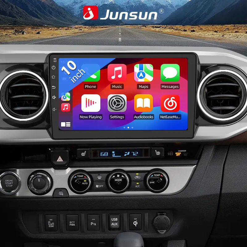 Junsun 10 Inch High Definition Touchscreen Android 13 Car Radio Stereo for Toyota Tacoma 2016-2021 Car Owners, DSP, Wireless CarPlay, Auto GPS Navigation, Wi-Fi, Front Dashboard Interior Multimedia Video Player