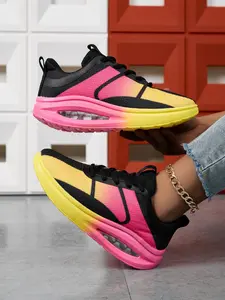 Women's Cushioned Trendy Running Shoes Breathable Mesh Road Runner Sneakers Gradient Color Casual Walking Shoes Soft Sole Lightweight Comfort