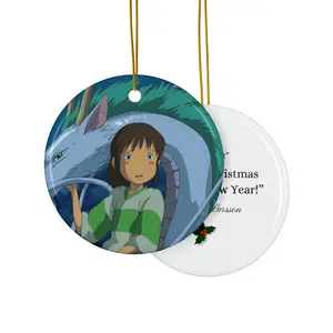 Customized Chihiro Spirited Away Ghibli Studio Christmas Ornament Ceramic Holiday Decor for Fans Unique Gift Idea Festive Decoration