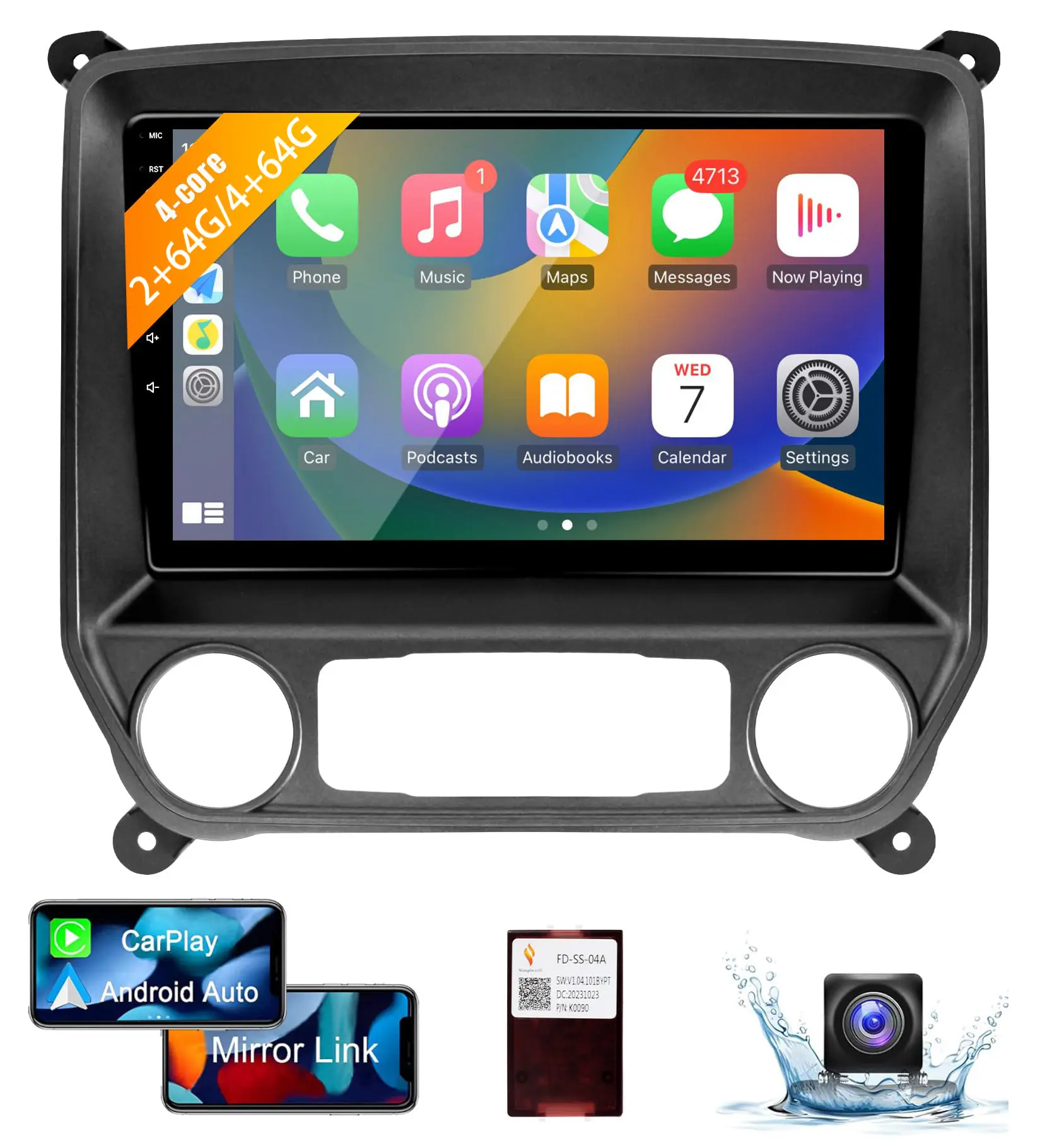 Android 13 IPS Touchscreen Car Radio Head Unit for Chevy Silverado GMC Sierra 2014-2018, 2+64G/4+64G 64 GB Storage, Carplay IPS Touchscreen, Wireless CarPlay, Android Auto, Backup Camera, WiFi GPS Anywhere, Easy Drive, Bluetooth Car Electronics Auto Parts