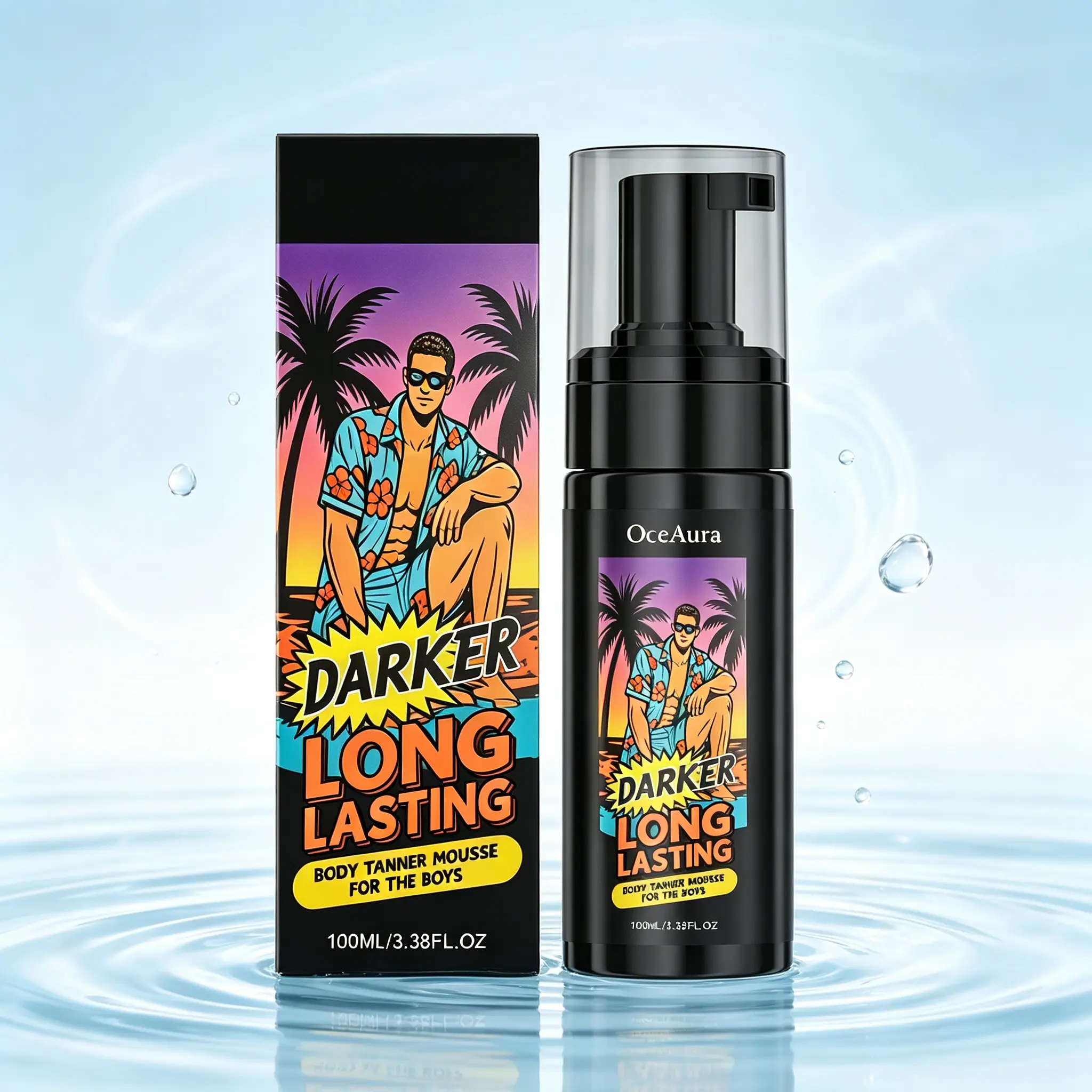 Chemical-Free Self Tanner Mousse for Men & Adults, Fake Tan for Full Body Sun-Kissed Glow