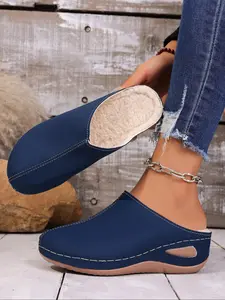 Women's New Thick Sole Slip-On Mules, Comfortable Soft Sole Slippers, Perfect for Spring & Fall, Home, Walking, Commuting