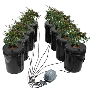 VEVOR DWC Hydroponic System, 5 Gallon 8 Buckets, Deep Water Culture Growing Bucket, Hydroponics Grow Kit with Pump, Air Stone and Water Level Device, for Indoor/Outdoor Leafy Vegetables