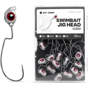 Fish Eye Swimbait Jig Heads, 12/20 Pack Weighted Hooks for Texas Rig or Ned Rig Fishing 1/8 3/16 1/4 3/8 oz