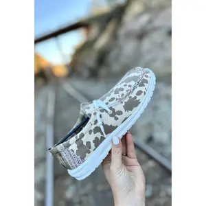 Brown Cow Print Slip On