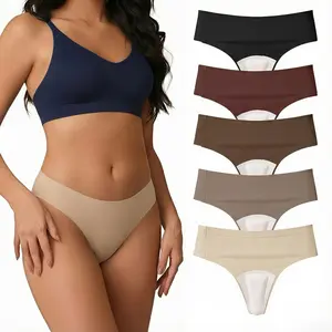 Seamless Camel Toe Proof Thong for Women - Invisible Wide Gusset Panties for Gym & Yoga - Sweat Wicking & Modesty Protection Comfortable Leakproof Seamless Underwear Panties Womenswear