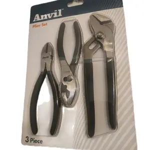 Anvil 3-Piece Plier Set – Slip Joint, Needle Nose & Groove Joint Pliers