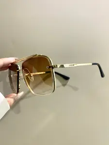 Double Beam Metal Frame Glasses, Retro Trendy Decorative Frog Eyeglasses, Hollow Frame Leg Eye Glasses for Men and Women