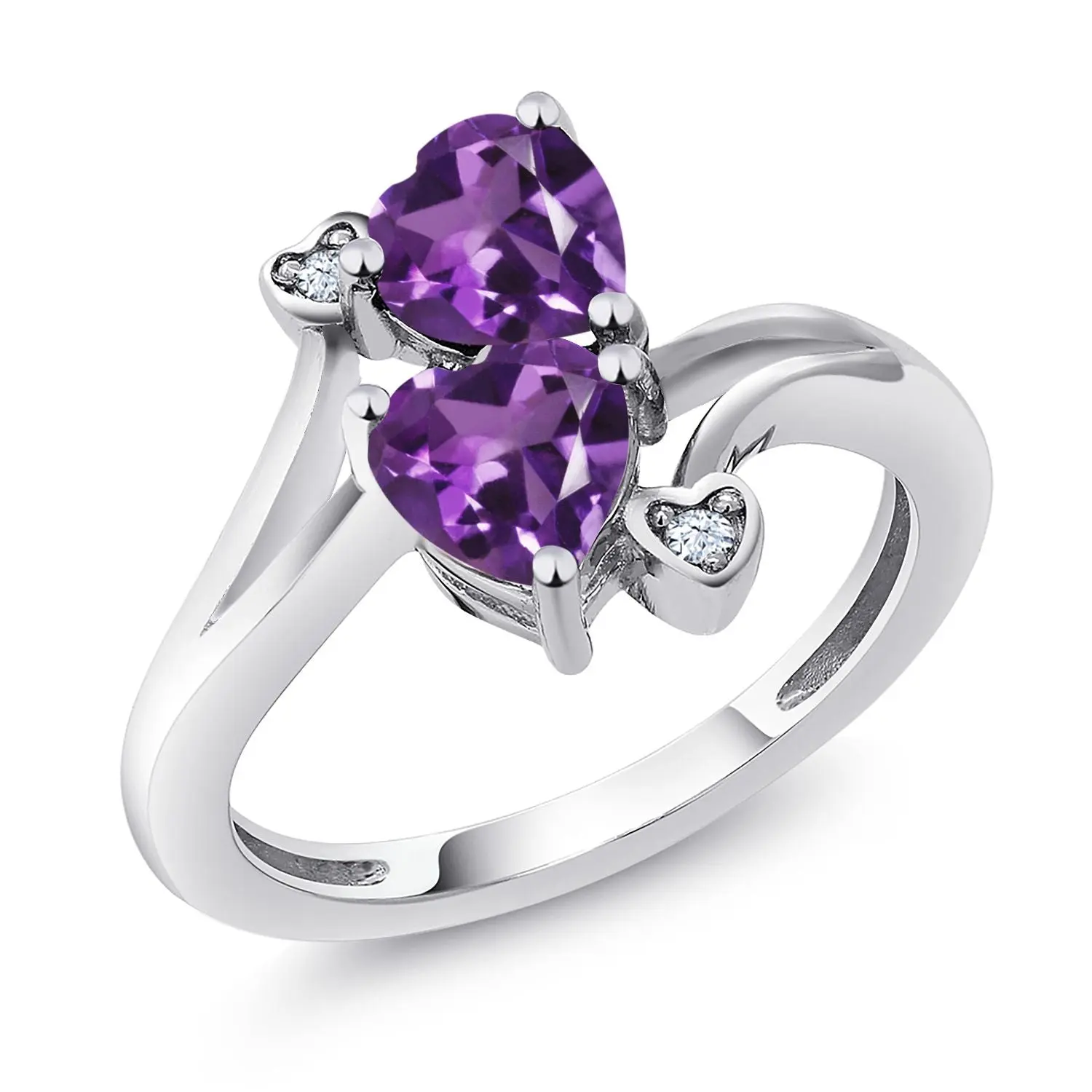 1.63 Cttw Purple Amethyst Ring For Women | 925 Sterling Silver | Heart Shape 6MM | Gemstone February Birthstone | Wedding Engagement Anniversary Promise Ring For Women