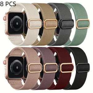 Apple Watch Band Replacement Set, Adjustable Nylon Sport Strap, Smartwatch Strap, Elastic Comfort Design, Compatible with Se/10/9 Series, Multiple Colors, Accessories