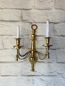 Vintage Federalist Style Wall Sconce Brass Candelabra - Candle Holder