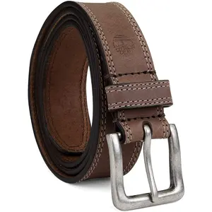 Timberland Men's 1.37 Inches 35 MM Wide Full Grain Boot Leather Classic Jean Belt with Tonal Stitch Details and Single Prong Buckle
