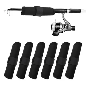 Unique Bargains Bait Gloves, Easily See Lure Wrap, Lure Covers, Lure Guard for Fishing Rod, Full Hand Protection Fishing Bait Covers for Anglers, Black, 6 Pcs