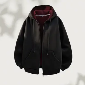 Popular Spring And Autumn Contrast Color Zipper Cardigan Sweatshirt With Pocket Men's Loose Casual Jacket Hooded Top Suitable For Daily Wear daily outdoor cold weather menswear top coats  winter hoodie vintage  hoodies