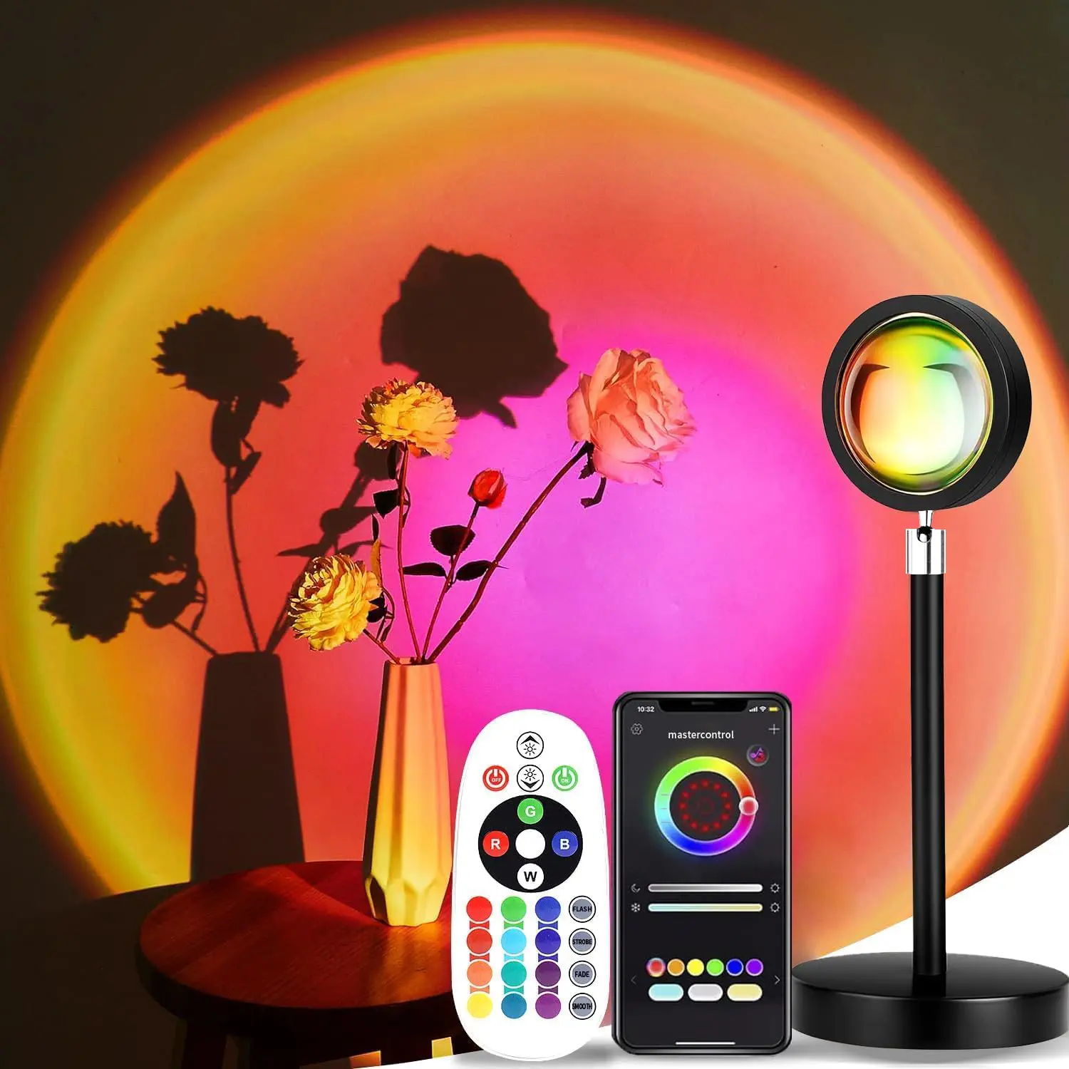 ISUNMEA Sunset Lamp Projection Led Lights with Remote, Multicolor Night Light 360° Rotation Rainbow Lights 4 Modes Setting for Photography/Selfie/Party/Home/Living Room/Bedroom Decor, Create a cosy atmosphere, Gifts for Women sunsetlamps