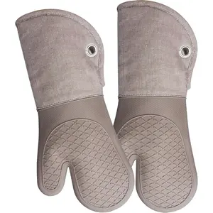 Heat Resistant Professional Silicone Oven Mitts for Kitchen - 500 Degrees - Bakeware Glove