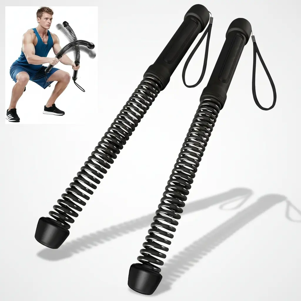 2 PC Wireless Battle Rope Trainer Set, Spring Resistance Design, Arm & Core Strength, Full Body Workout Equipment, Home & Outdoor Use, Training
