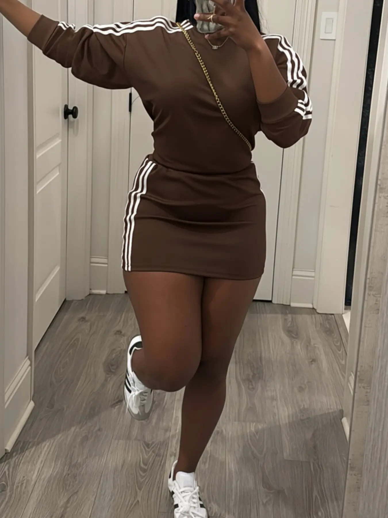 Women's Sporty Fitted Short Dress Set, Long Sleeve Slim Fit Casual Two-Piece, Trendy Comfortable Clothing for Everyday Wear - TikTok Shop Women's Sporty Fitted Short Dress Set, Long Sleeve Slim Fit Casual Two-Piece, Trendy Comfortable Clothing for Everyday Wear - TikTok Shop