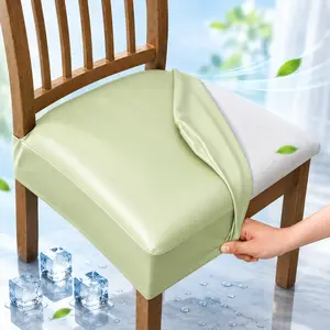 Cool Sensation Dining Chair Covers , Cool Feeling Fabric，Waterproof PU Leather Stretch Chair Seat Slipcovers Soft Removable Washable Chair Covers, Kitchen Chair Seat Covers Protectors Dining Room, Pu-Coffce