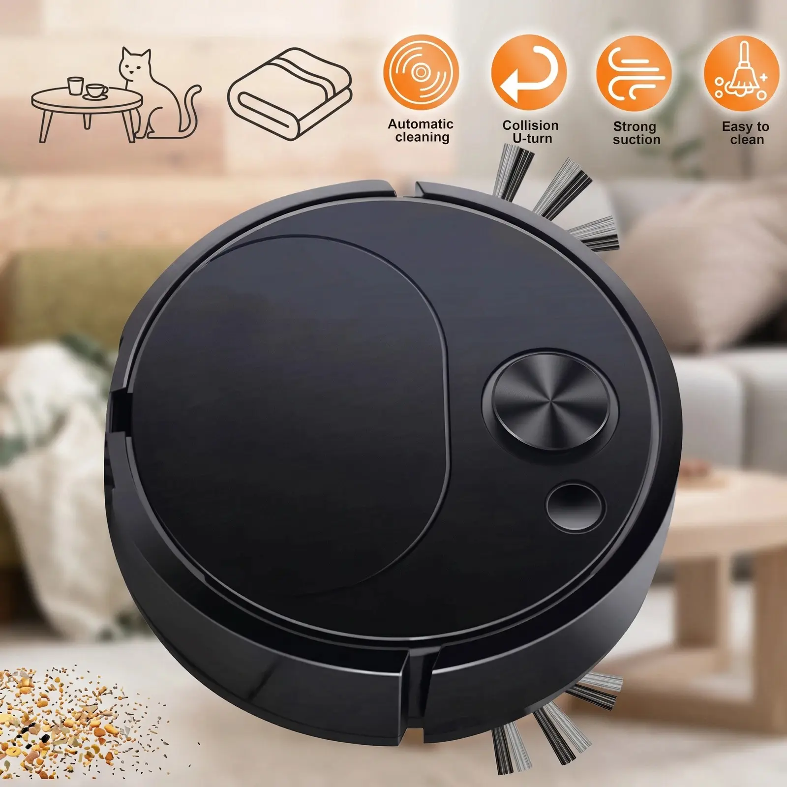 Robotic Vacuum Cleaner - 3-in-1 Intelligent, Low Noise, Rechargeable Automatic Household Floor Cleaning Appliance