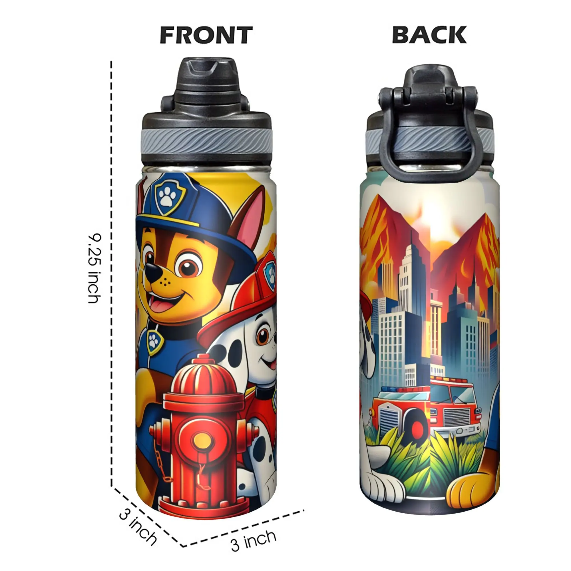 Paw Patrol 18oz 304 Stainless Steel Vacuum Flask Tumbler Bottle (500-1000 ml), Leak-Proof Anti-Scalding Halloween Themed Drinkware with Cute Characters, for Camping, Birthday Gifts, Anime & Manga Characters, 500-1,000 Ml