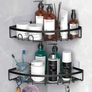 Corner Shower Caddy, 2 Pack Adhesive Bathroom Shower Corner Organizer Shelf, No Drilling Rustproof Wall Mounted Shower Storage Rack Shampoo Holder Organizer, Basket