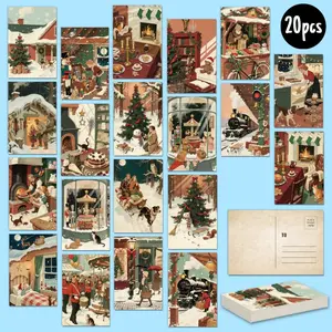 20pcs vintage Oil Painting Style Christmas All Occasion Postcards, Unique warm Everyday Gift for Family & Friends, Congratulate, holiday