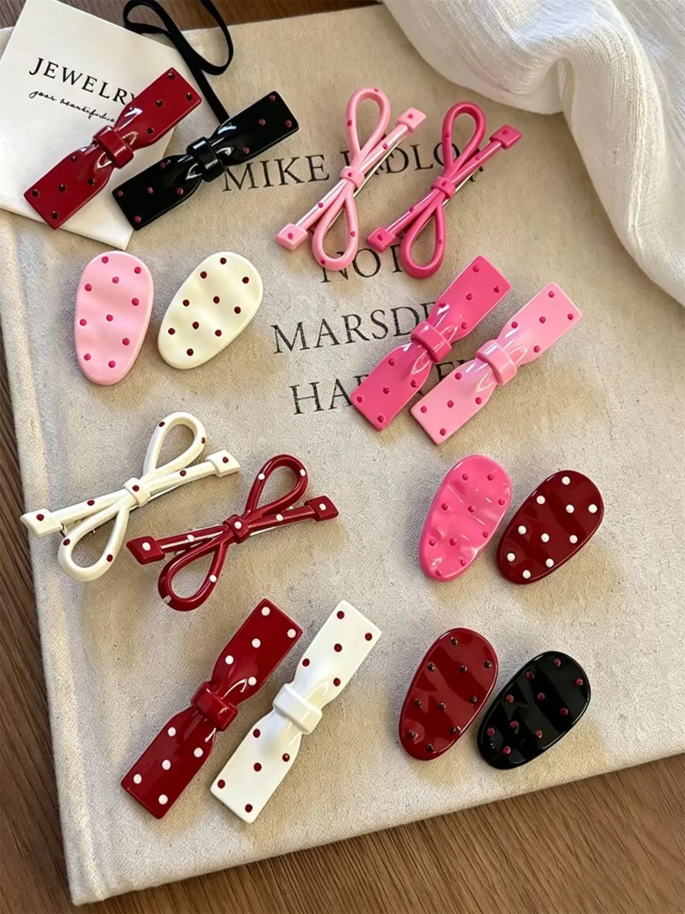 16Pcs Polka Dot Bow Fun Hair Clips Set, Cute Acrylic Barrettes for Women Girls, Y2K Sweet Fashion Hair Accessories for Christmas, Daily Wear, Party, Birthday Gift, Decorative Hair Accessories, Bowknot, Hair Style Accessory