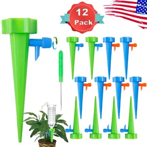 12 Packs Plant Watering Devices with Self Watering Spikes, Waterer Devices with Adjustable Control Valve Switch Indoor Outdoor