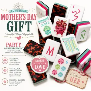 Premium Leopard Print American Mahjong Tiles Set 160 Pcs, Aesthetic Colorful Acrylic Mahjong Game Set, Unique Gift For Women & Game Night& Mahjong  Fans