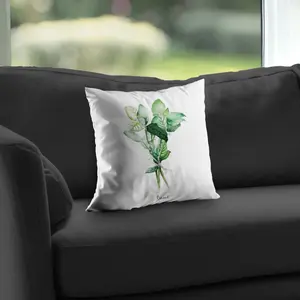 Begin Home Decor C1PT14142NSRLC 14 x 14 in. Tied Up Basil Leaves Bundle - Farmhouse Kitchen Throw Pillow