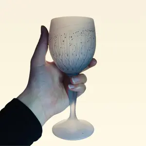 Breeze Crystal Goblet - Handcrafted Hebron Glass, Lead-Free, Frosted Silver Luster, Dishwasher Safe, Perfect for Weddings & Special Occasions