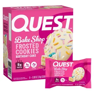 Quest Nutrition Frosted Protein Cookies, Birthday Cake, <1g Sugar, 5g Protein, 1g Net Carbs, Gluten Free, 8 Cookies
