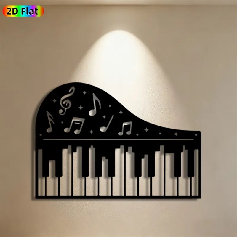 1pc Piano Keyboard Metal Wall Art,Piano Keyboard Statue Mural, Ideal Gift for New Year, Christmas, Music Decor Enthusiasts, Rust-Resistant Metal Wall Decor Wall Sculptures, Perfect for Living Room Wall & Garden Fence, Piano Enthusiasts