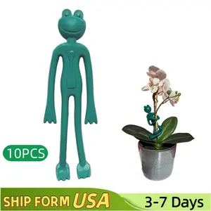 10PCS Frog Plant Stand, Flower Pot Stand, Cute Frog Plant Support Clip Green Cartoon Plant Climbing Fixed Stand, Can Support Small Potted Plants and Succulents and Flowers, Gardening Decoration Accessories, Suitable for Climbing Plants,