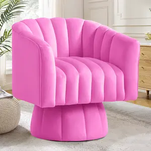KORSEREbello Swivel Accent Chair, Modern Comfortable Velvet Accent Chair, Comfy Round Armchiars, 360 Degree Swivel Barrel Chairs for Living Room, Bedroom Office