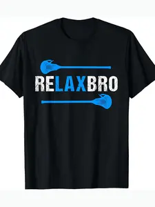 [Casual Comfort] Men's Relax Bro Lacrosse T-shirt, 100% Cotton Crewneck Short Sleeve T-shirt, Casual Four Seasons Knitted Fabric Jacket, with Geometric Patterns, Adult Digital Heat, soft touch fabric, Thanksgiving, vintage vibe, Halloween