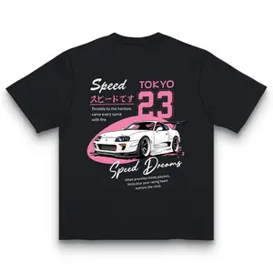 Tokyo Speed Dreams Supra JDM Car Graphic Men's Retro Racing Streetwear Cotton Tee For Car Enthusiast Daily Styling Wear