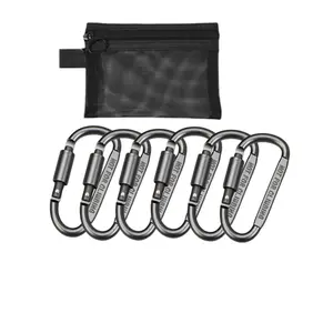 D-shaped Outdoor Climbing Buckle, 8-shaped Aluminum Alloy Quick Hanging Hook, Backpack Hanging Connection Buckle, Multifunctional Keychain with Storage Bag