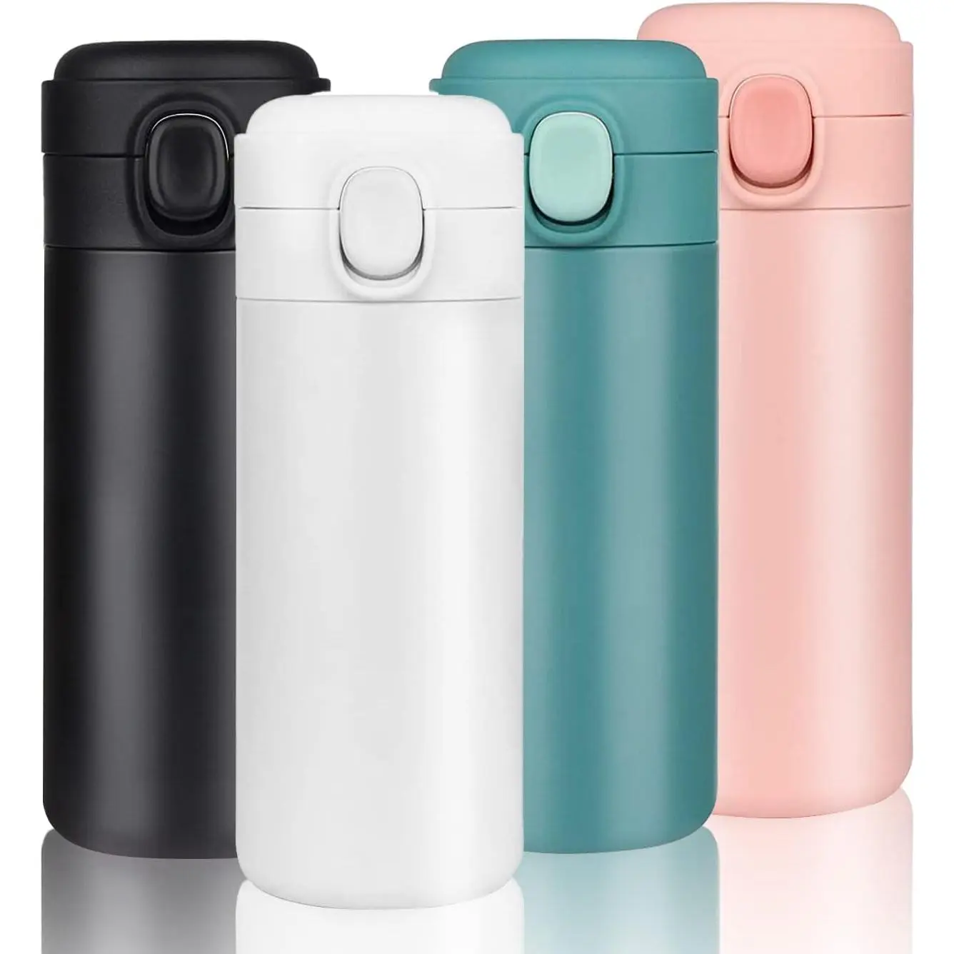 15 Oz Stainless Steel Insulated Slim Body Drink Bottle - Leakproof, Silicone-Lined, Lightweight, Portable Reusable Vacuum Flask for Men, Gym Use (Bottled Beverage Compatible)