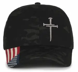 Christian Hats for Men Women Jesus Christian Cross Cross CWF405 Mutlcam with Flag Brim Adjustable Hat