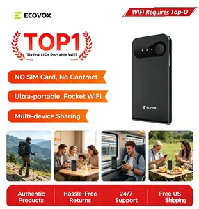 ECOVOX 2026 Upgraded Portable WiFi Hotspot – High-Speed 4G Data, Global Coverage, No SIM Card Required, Tri-Band Router for Car, RV, Travel, Multi-device Support Local Pocket