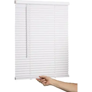 Cordless Mini Blind, 1" Vinyl Slats, 14" Wide x 72" Long - White, Window Blinds for Home and Office, Interior Door Blinds - Light Filtering