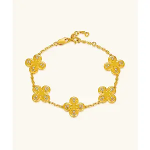 24K Gold Clover Bracelet