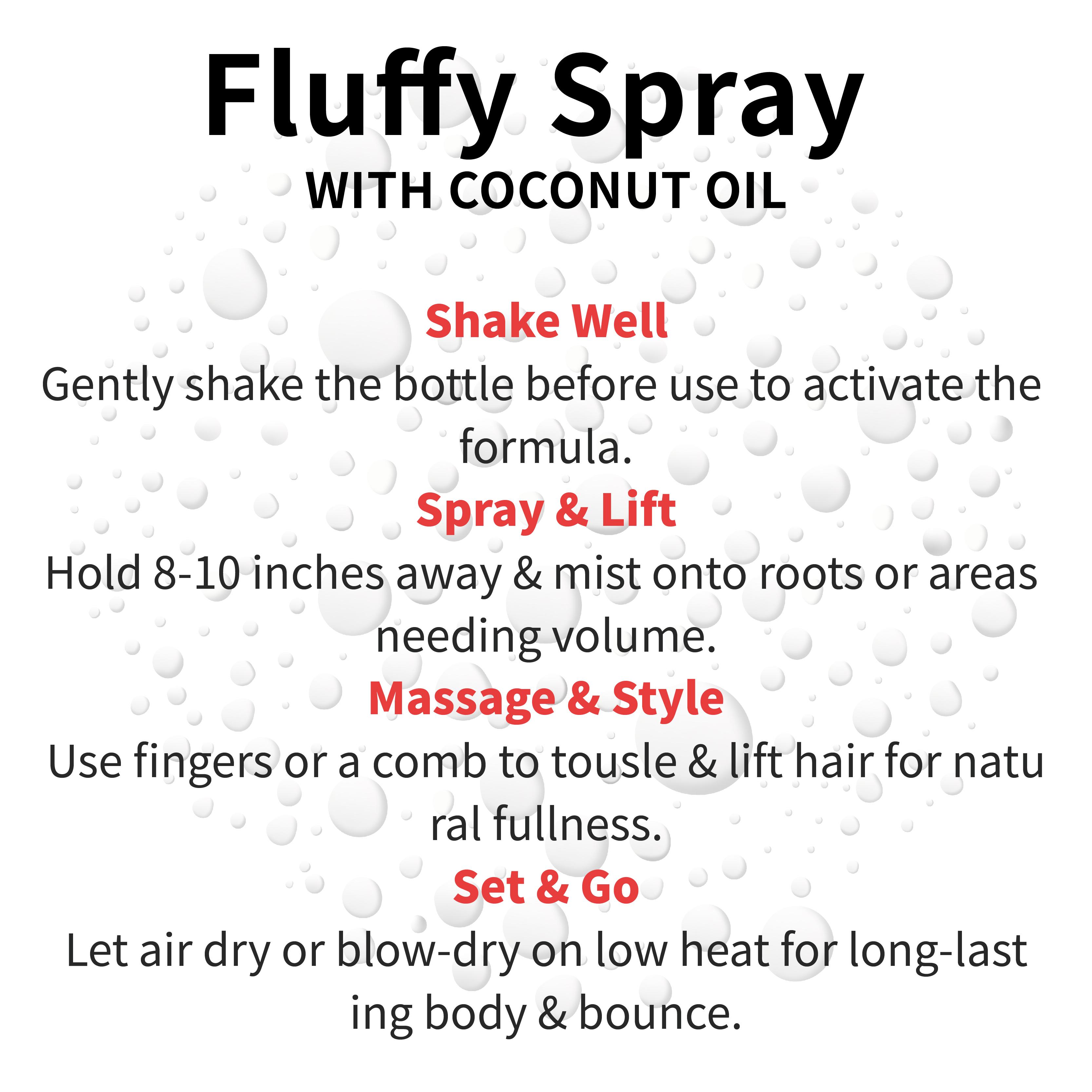 GRODOM No-Wash Day Fluffy Spray 100ml Coconut Oil Infused Haircare Gel for Effortless Volume Heat Protection up to 230°C Clump Proof Blowout Volumizing Lengthening Curl Mousse