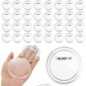 100 Pcs 3 Inch Clear Acrylic Button Pins, DIY Button Maker Pin Badges Blank Round Picture Photo Buttons Kit for Crafts