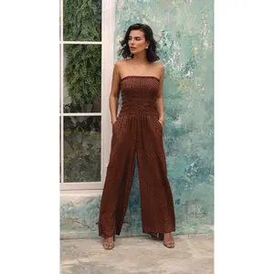 Khush Smocked Top Lawai Jumpsuit - Granelli Cocoa