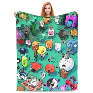 BFDI Inanimate Insanity Anime Blankets   This Super Soft Flannel Blanket is The Perfect Gift for Christmas and lovers Soft Warm Cozy Throw for Bed Sofa Nap Travel, Cute Home Decor
