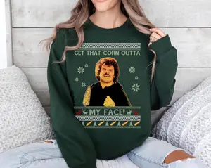 Nacho Libre Get That Corn Outta My Face Ugly Christmas Sweatshirt, Jack Blackk Meme, Funny Christmas Sweatshirt, Holiday Cotton Crewneck